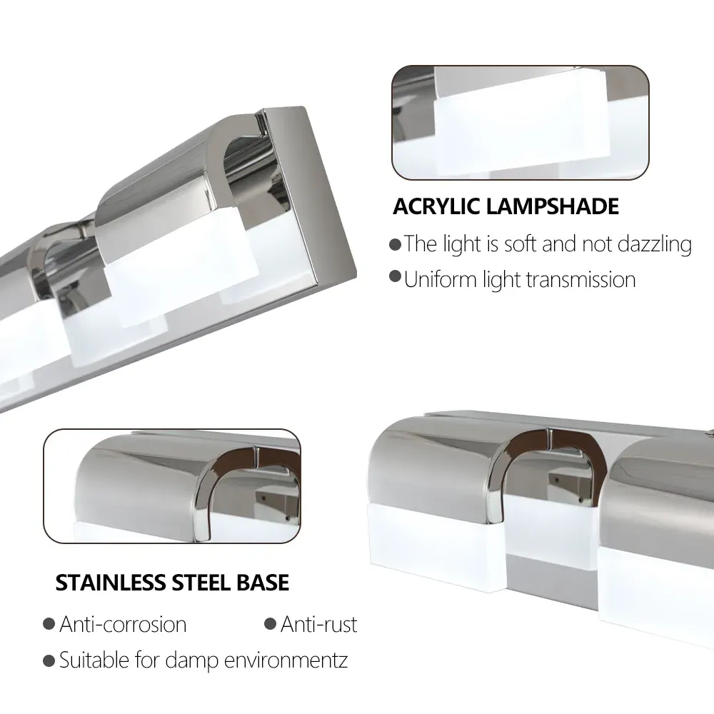 LED vanity bar, 4 lights, chrome, manufacturer image 1