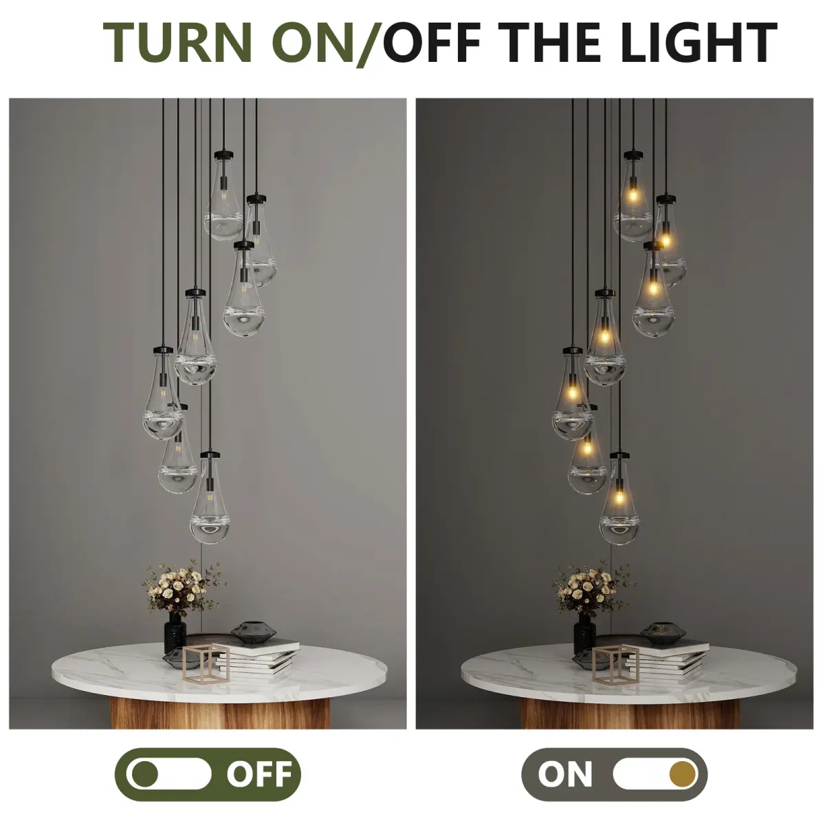 7-light chandelier, black, view 6