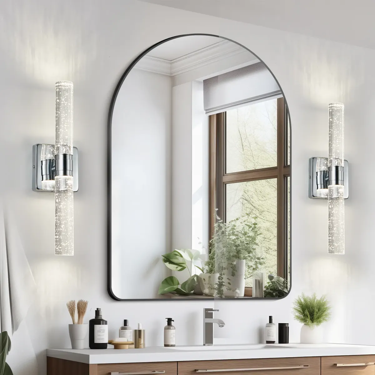 Crystal bubble wall sconce, 2 lights, chrome, view 5