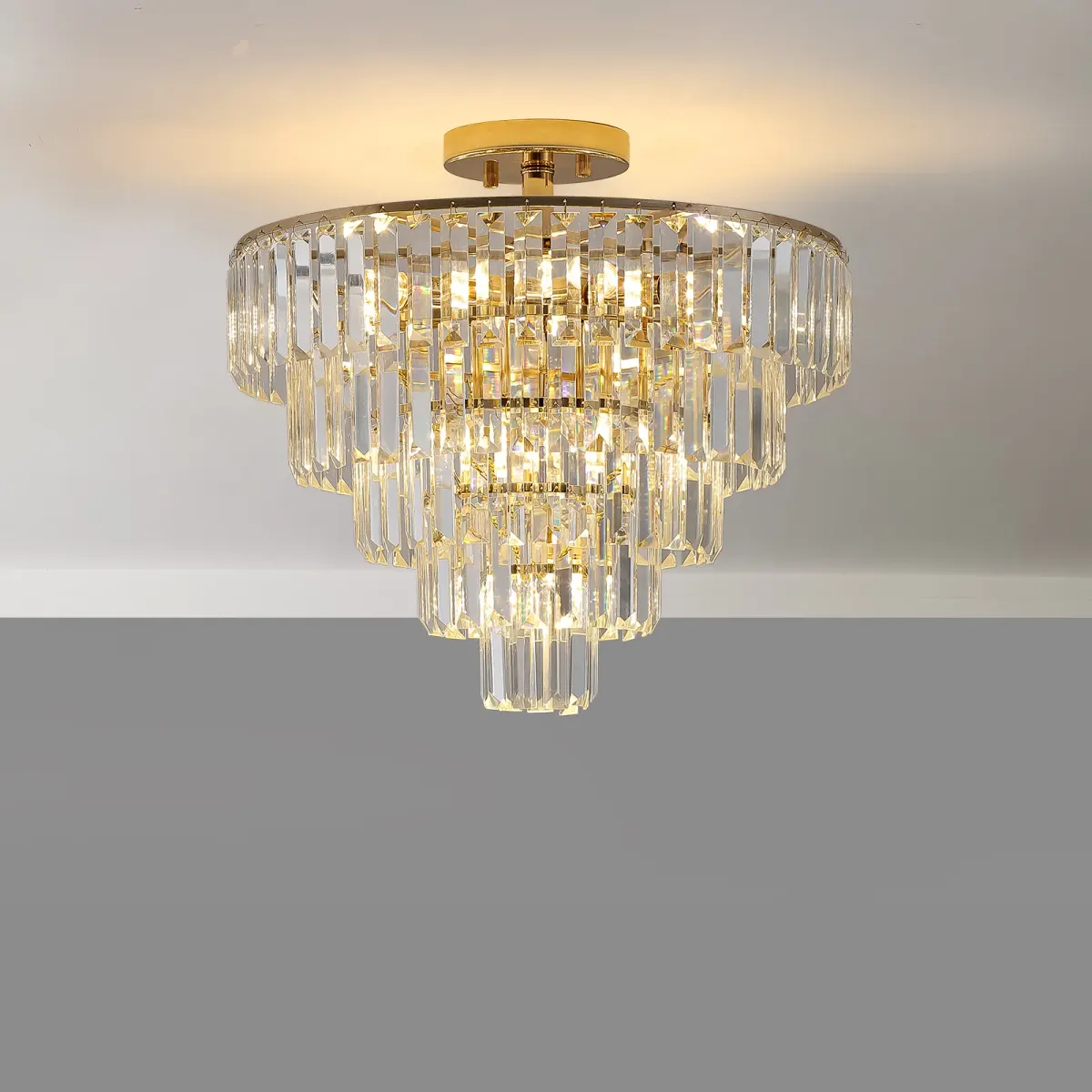 Crystal chandelier, 19.7 in, gold (L005001-D500-C10G), view 3