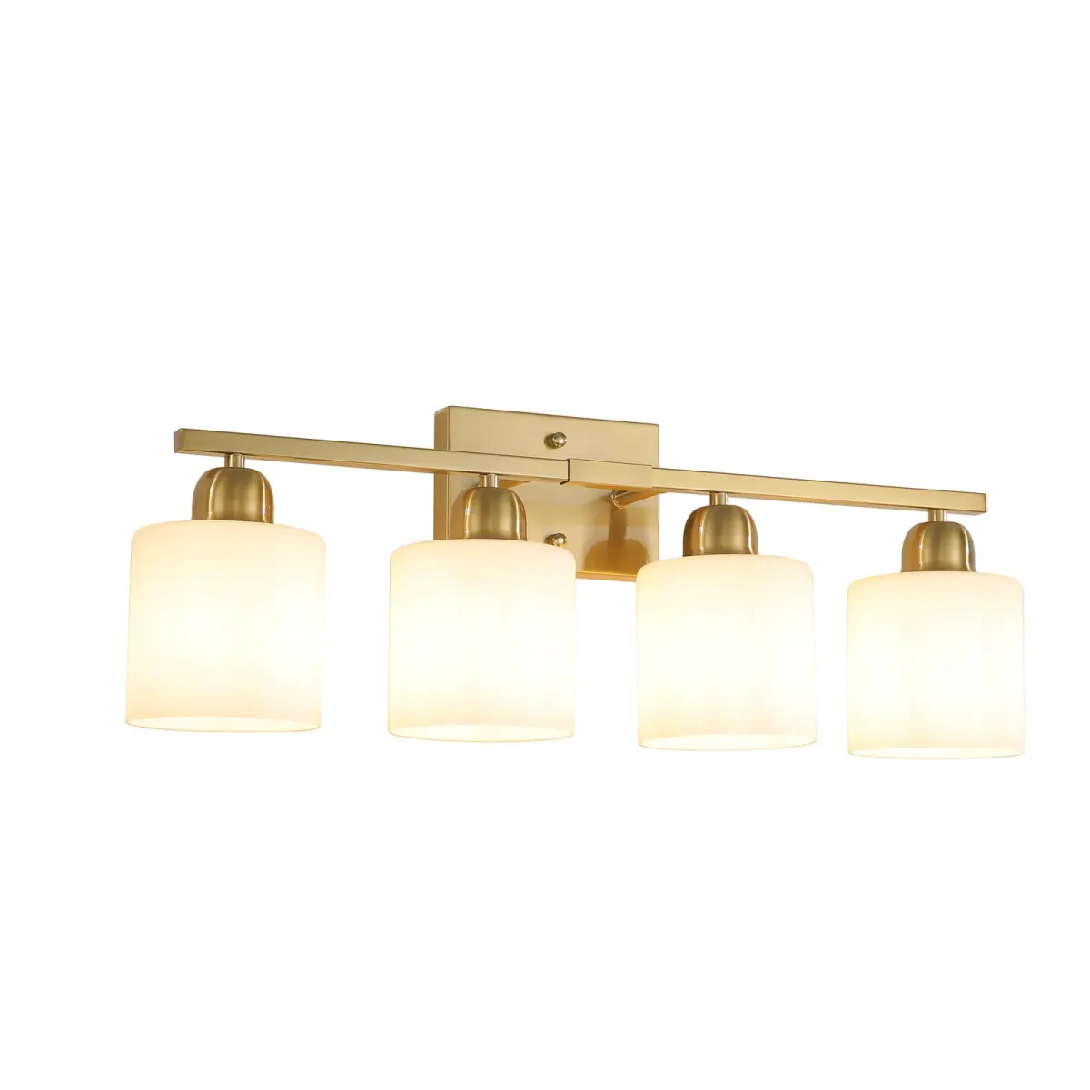 Frosted glass vanity bar, 4 lights, copper tone, view 7