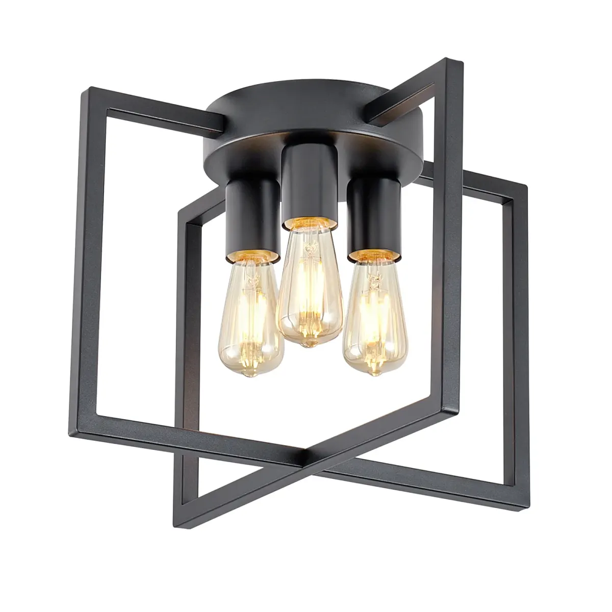 Geometric chandelier, 3 lights, black, view 6