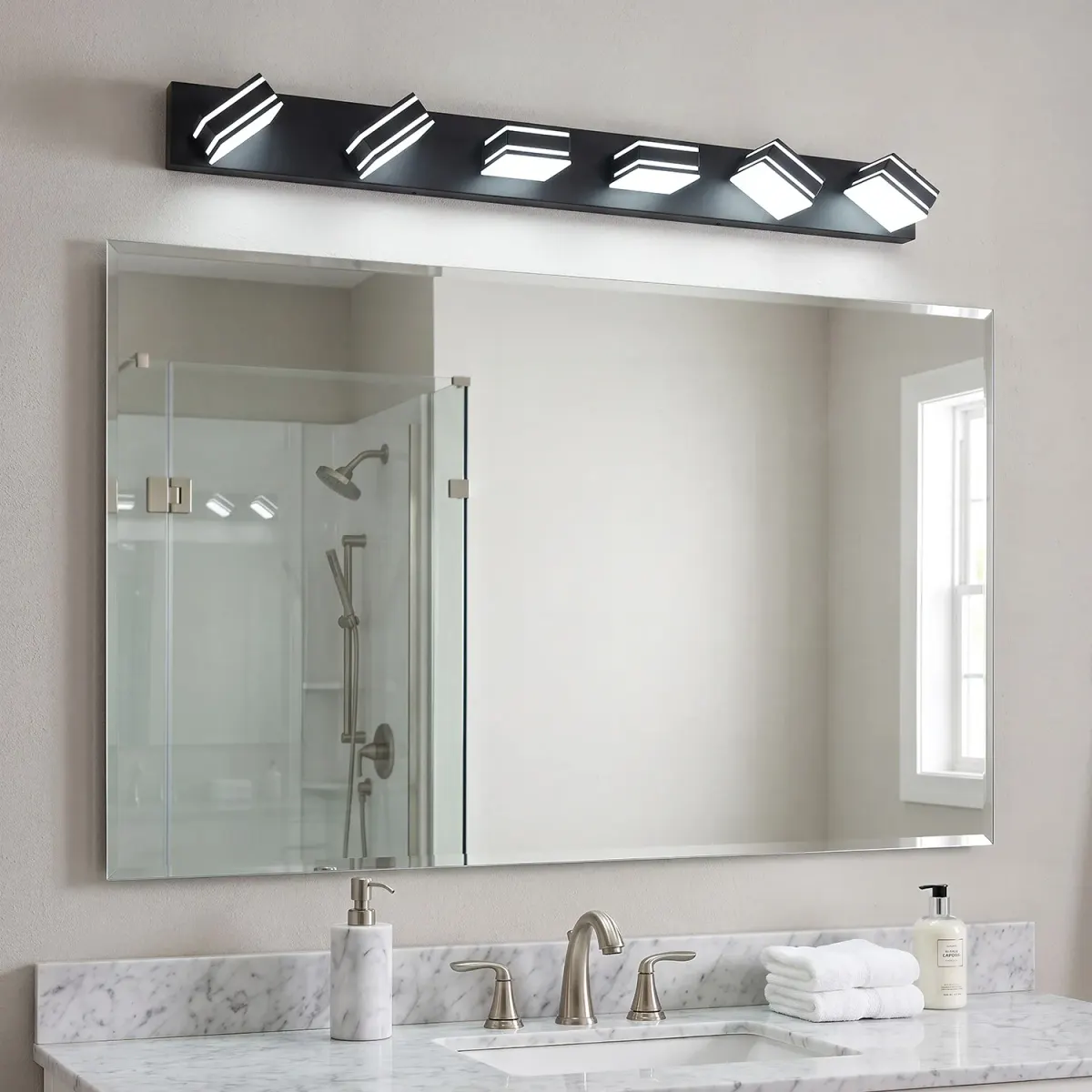 Acrylic vanity bar, 3–6 lights, 23.6–47.2 in, 6 lights, black, view 4