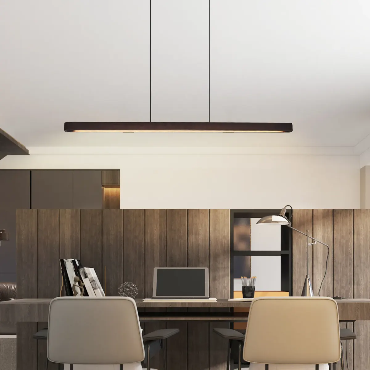 Wood pendant L019002, 51.2 in, walnut, view 3