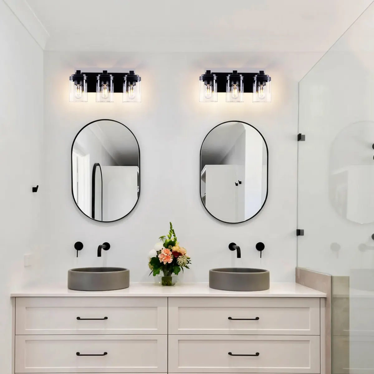Clear glass vanity bar Z001004, 3 lights, black, view 2