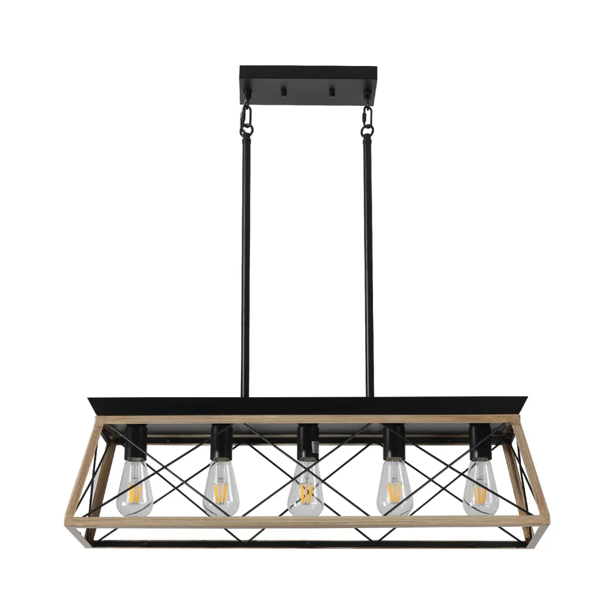 5-light cage chandelier, oak, oak