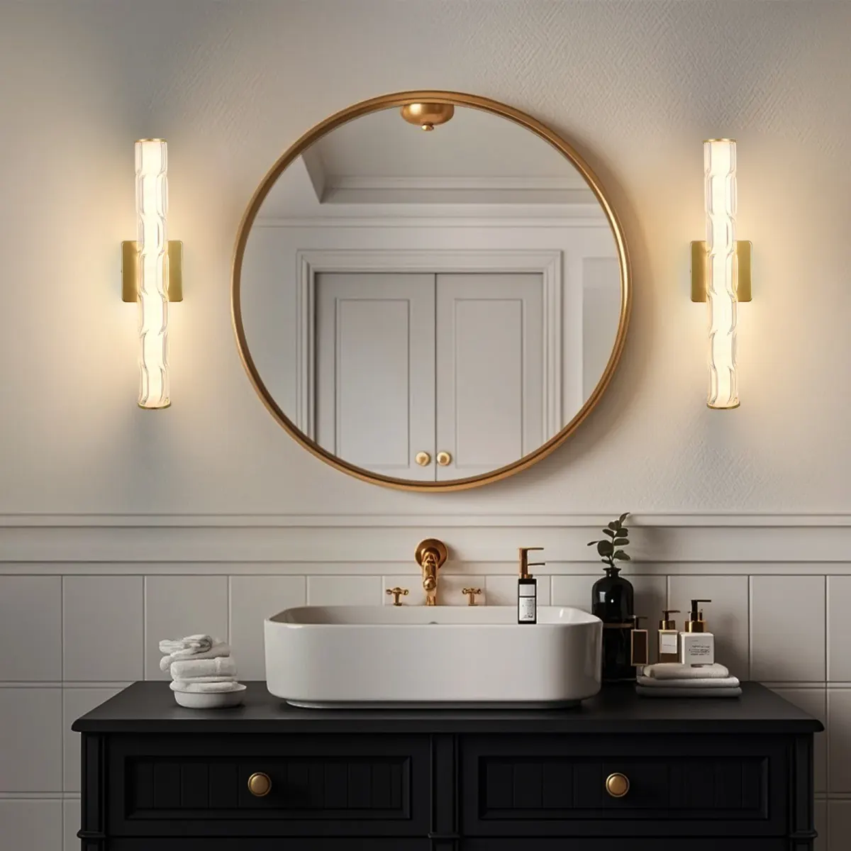 Crystal vanity bar, 4.7 in, gold, view 2
