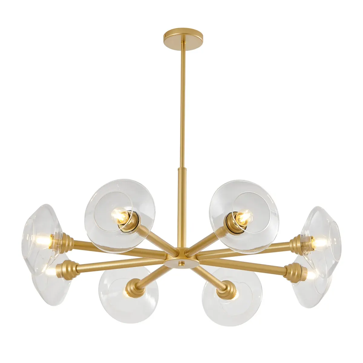 8-light clear glass sputnik chandelier, gold, view 8