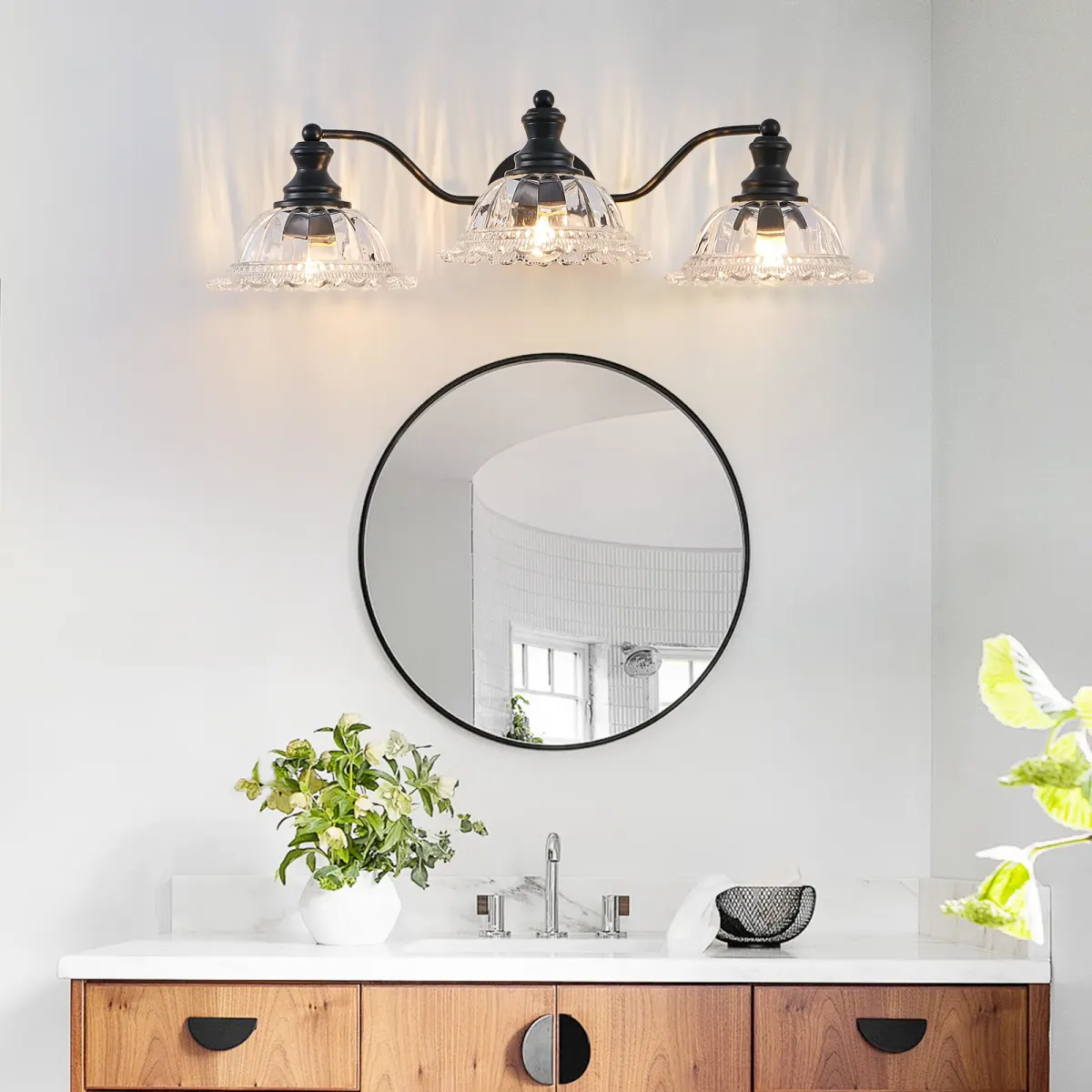 3-light vanity light, black, black