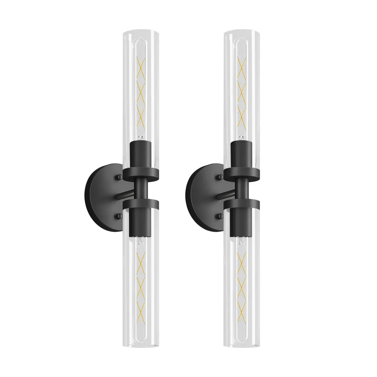 Clear glass wall sconce, 21.7 in, black, view 7