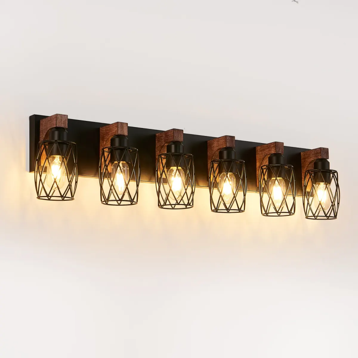 Cage wall sconce, 6 lights, walnut, view 2