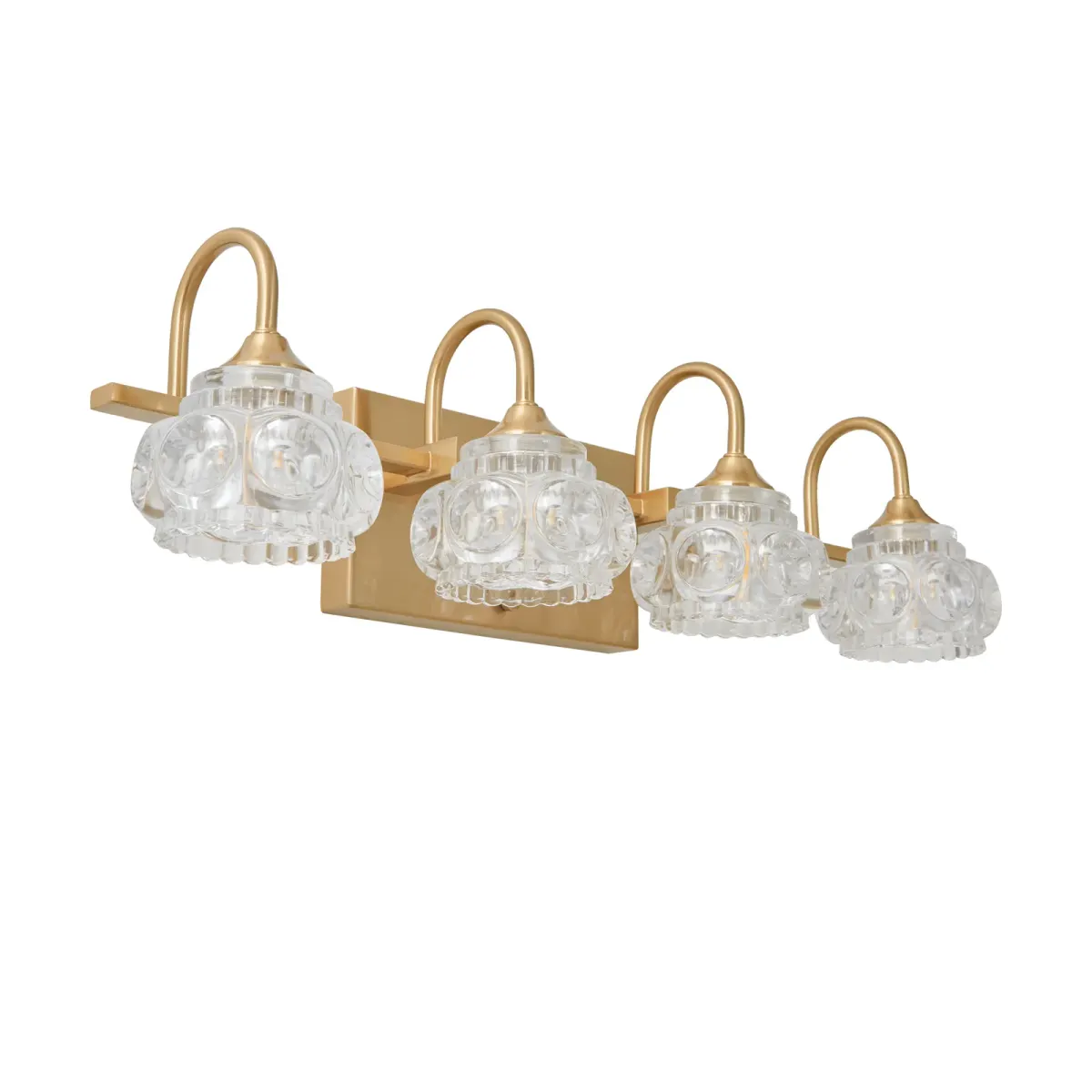 Crystal glass vanity bar, 4 lights, gold, view 5