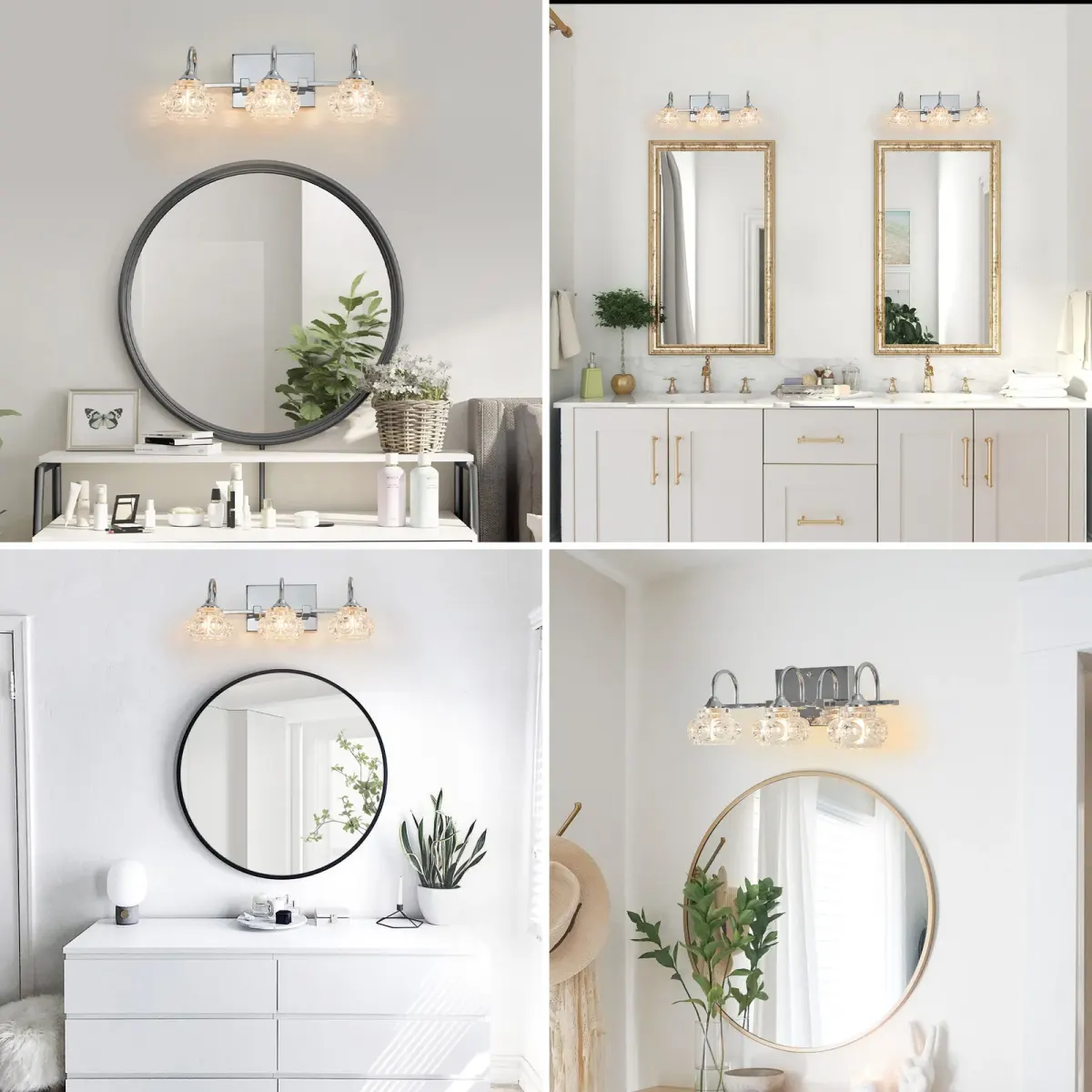 Crystal glass vanity bar, 3 lights, chrome, view 4