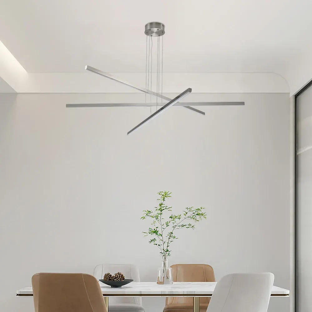 Geometric chandelier, 47.6 in, chrome, view 2