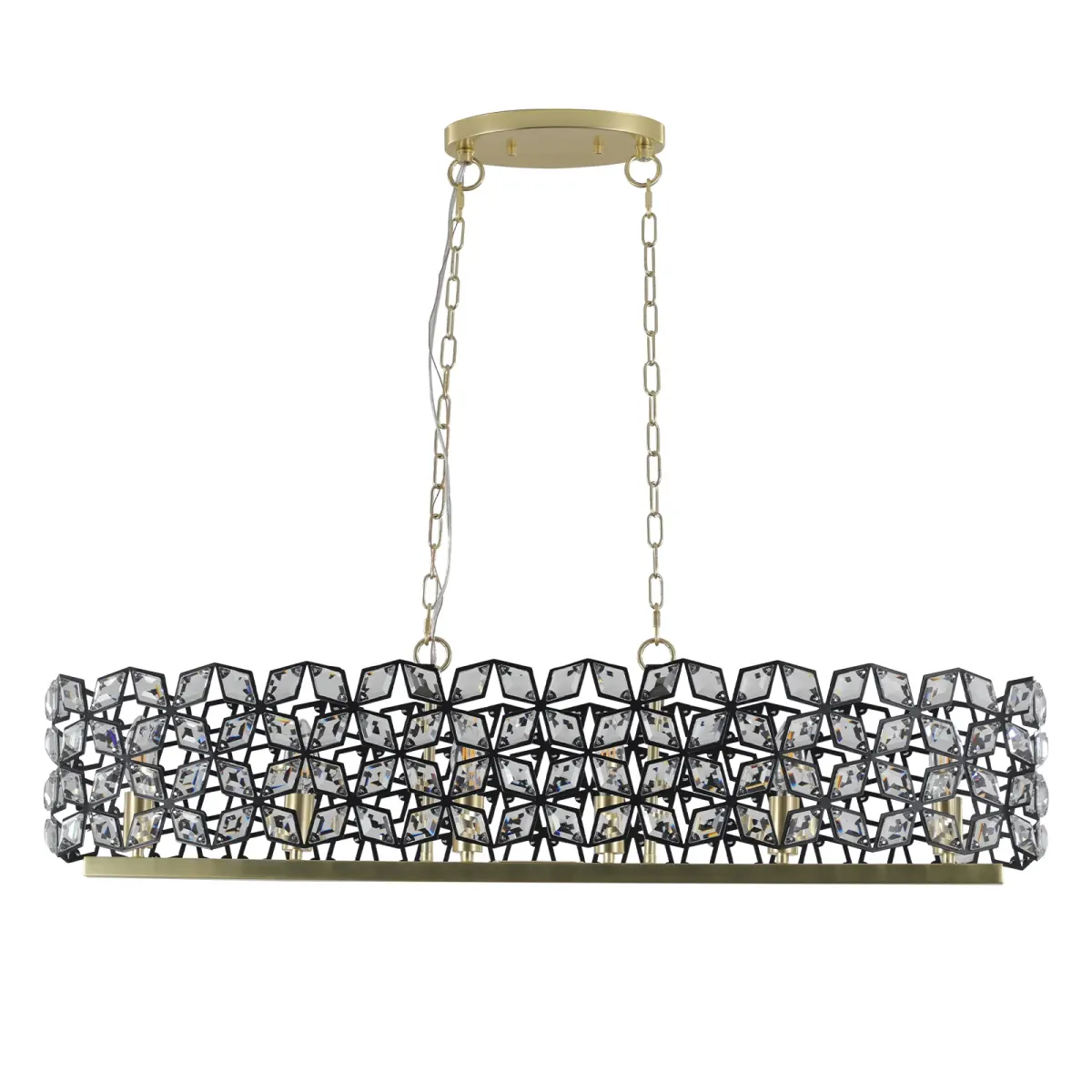 Crystal geometric chandelier, 39.4 in, black,gold,transparent, view 10