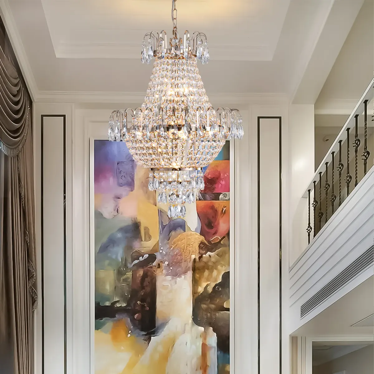 Crystal chandelier, 16.9 in, gold, view 4