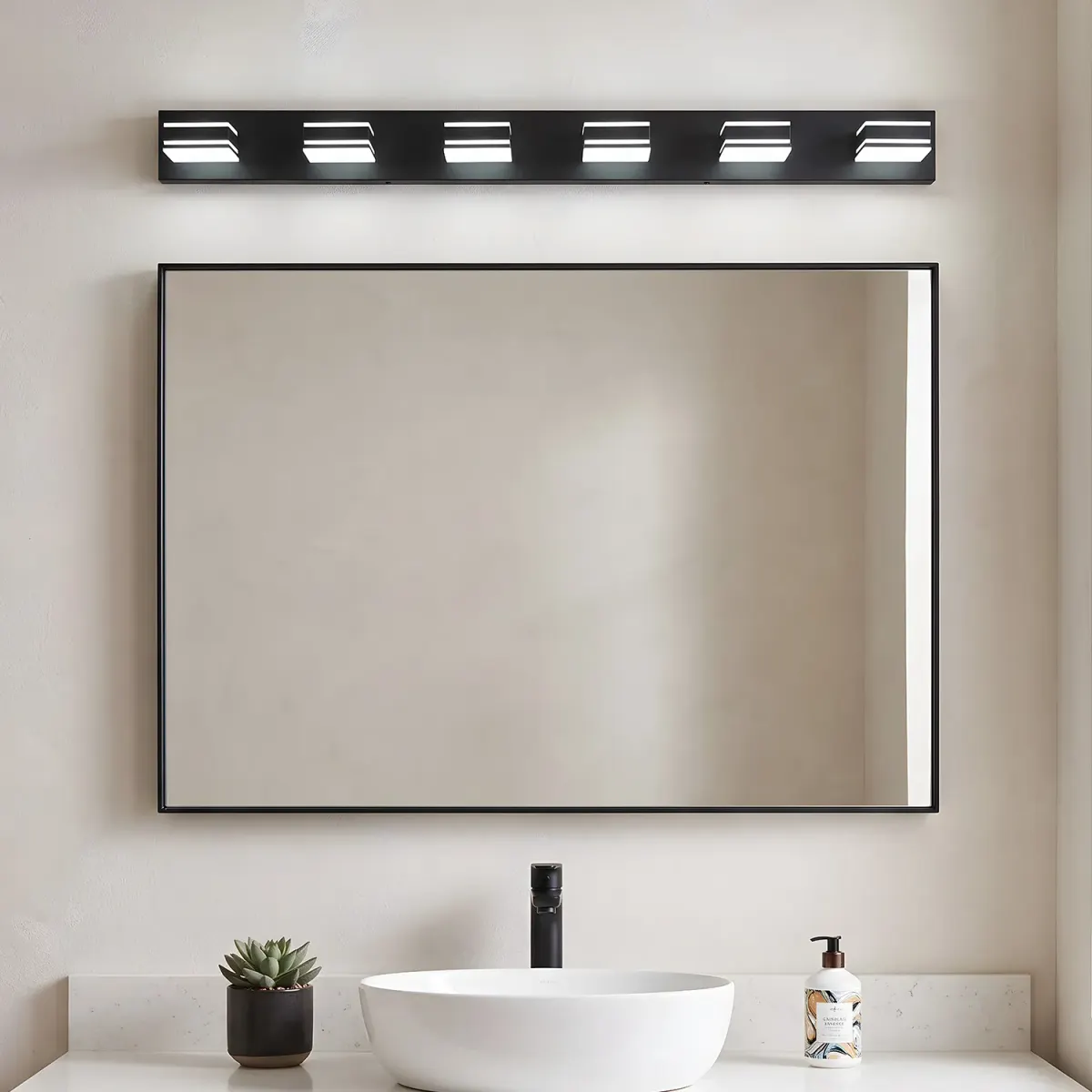 Acrylic vanity bar, 3–6 lights, 23.6–47.2 in, 6 lights, black, view 5