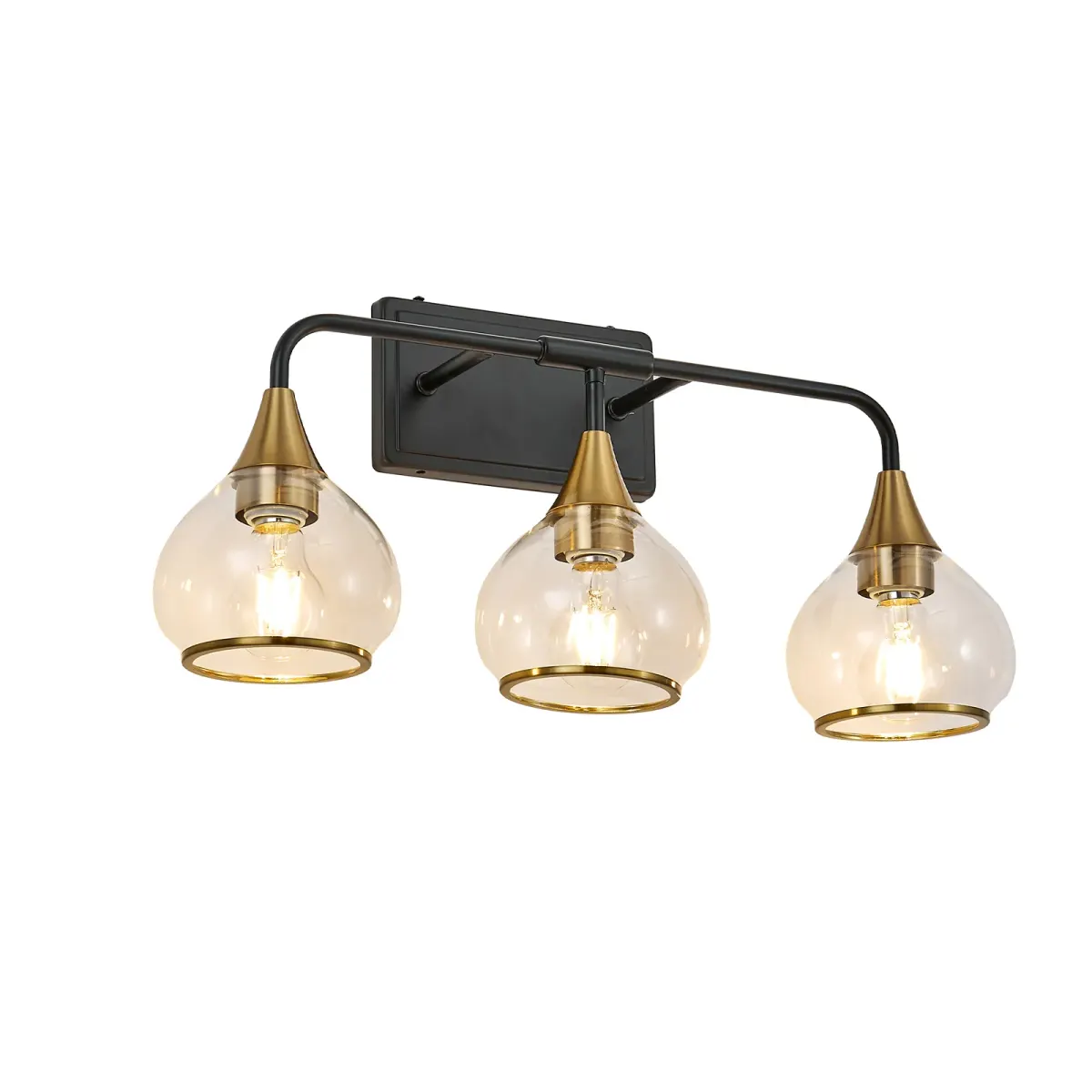 Clear glass vanity bar, 3–6 lights, 22.6–48.1 in, 3 lights, black and gold, view 6
