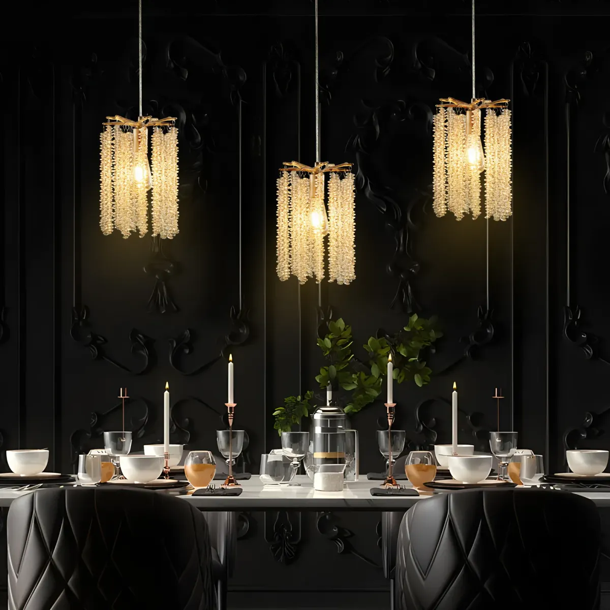 Crystal chandelier, 7.9 in, gold