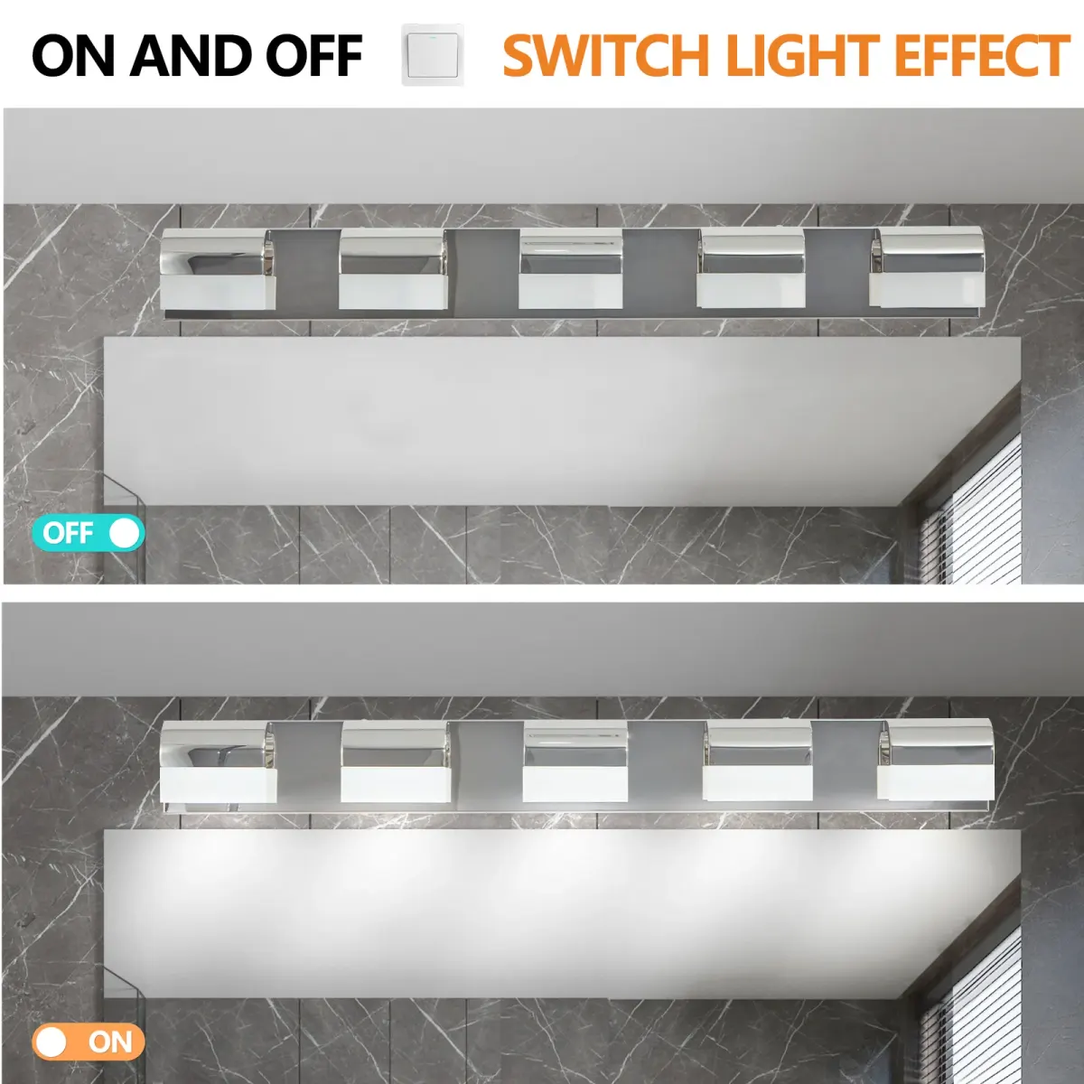 LED vanity bar, 5 lights, chrome, manufacturer image 2