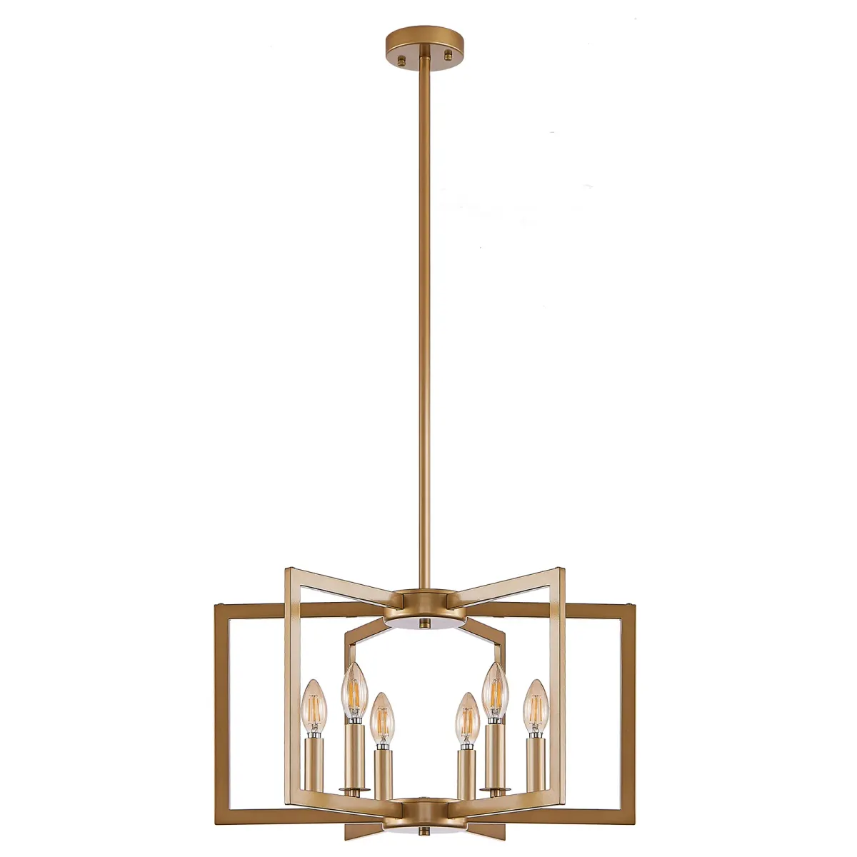 6-light geometric chandelier, gold, view 9