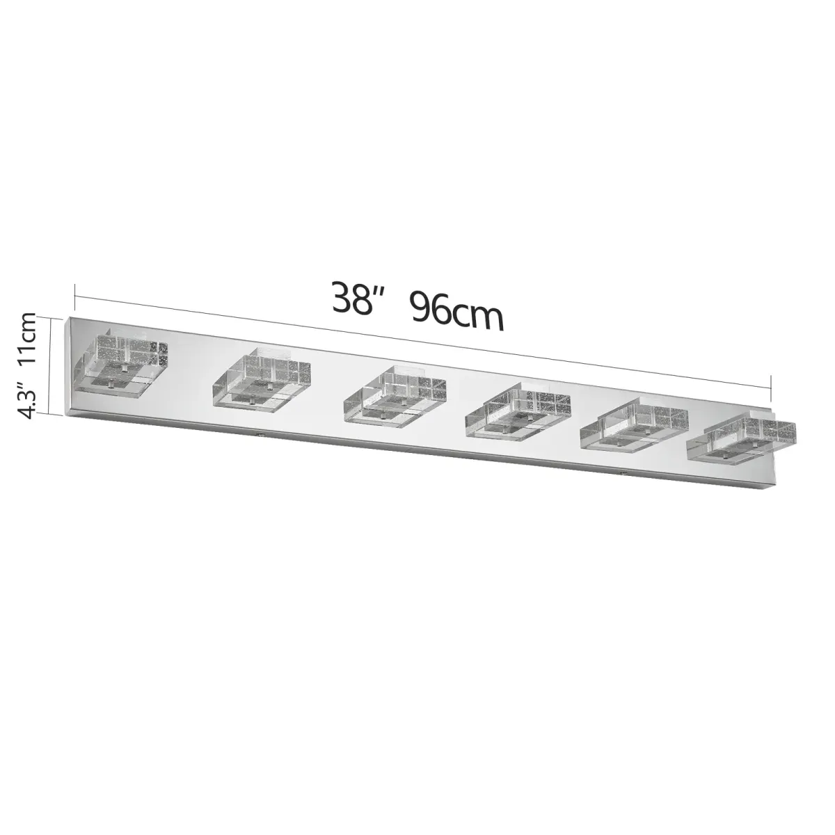 Acrylic vanity bar, 5–6 lights, 6 lights, chrome, view 4