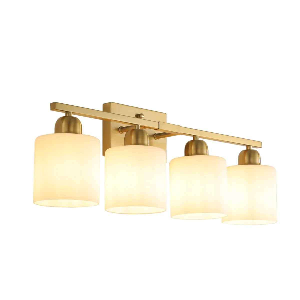 Frosted glass vanity bar, 4 lights, copper tone, view 6