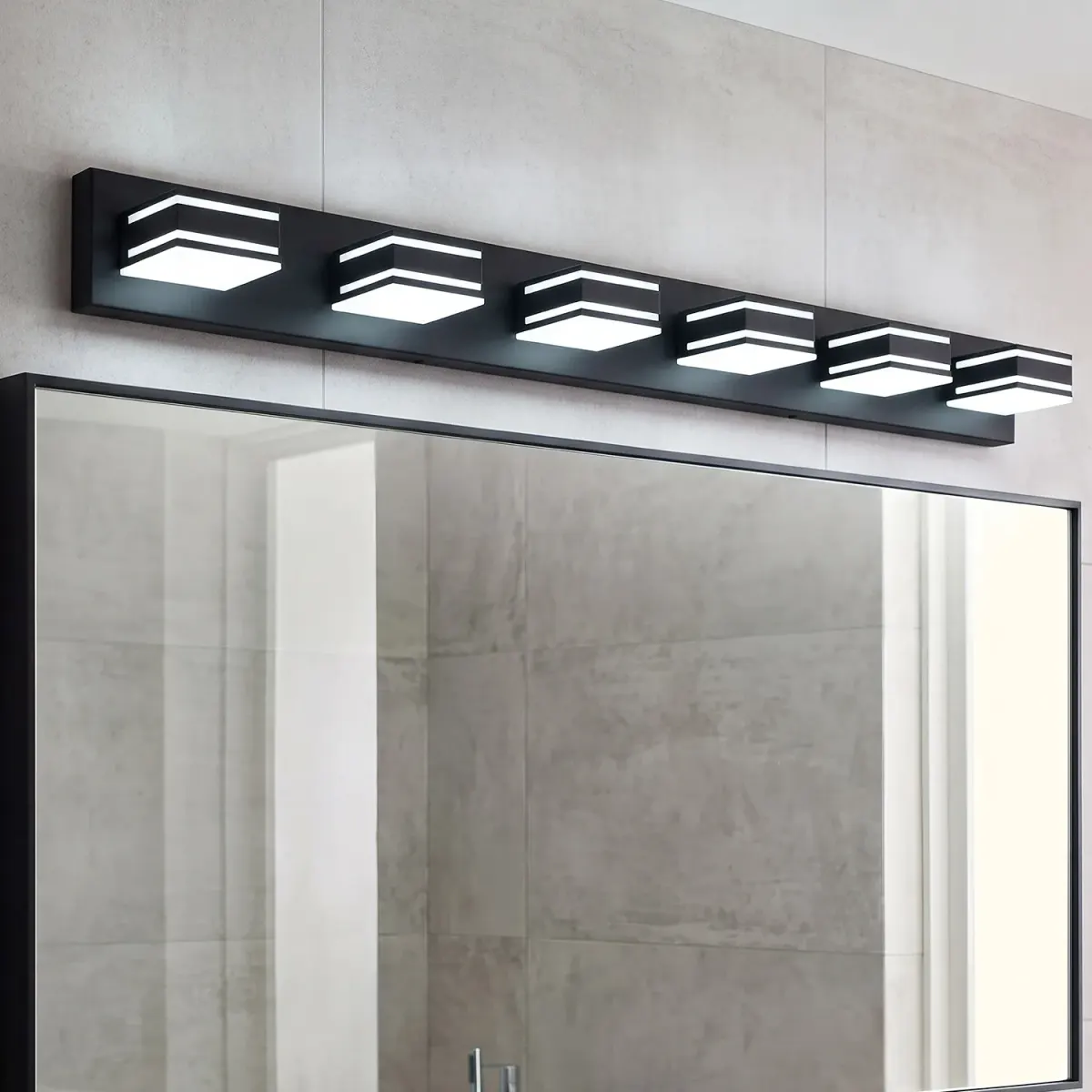 Acrylic vanity bar, 3–6 lights, 23.6–47.2 in, 6 lights, black