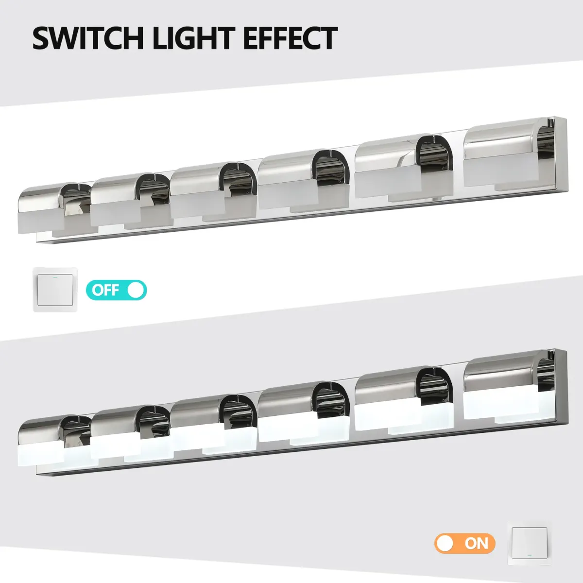 LED vanity bar, 6 lights, chrome, view 8