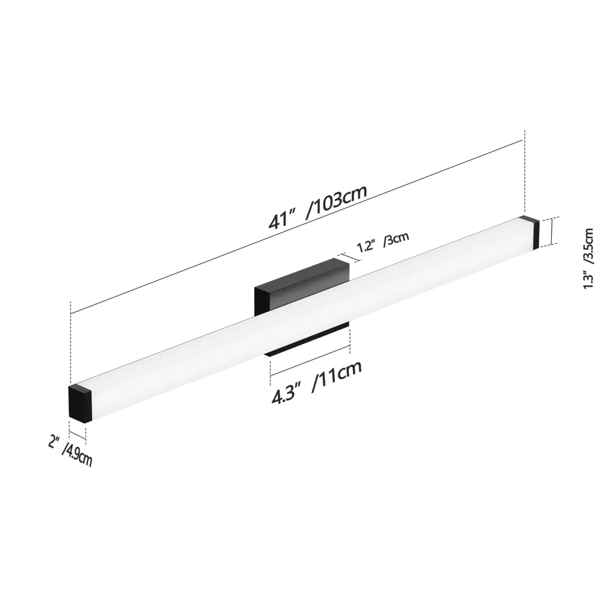 Tube LED vanity light, 40.6 in, black, view 7