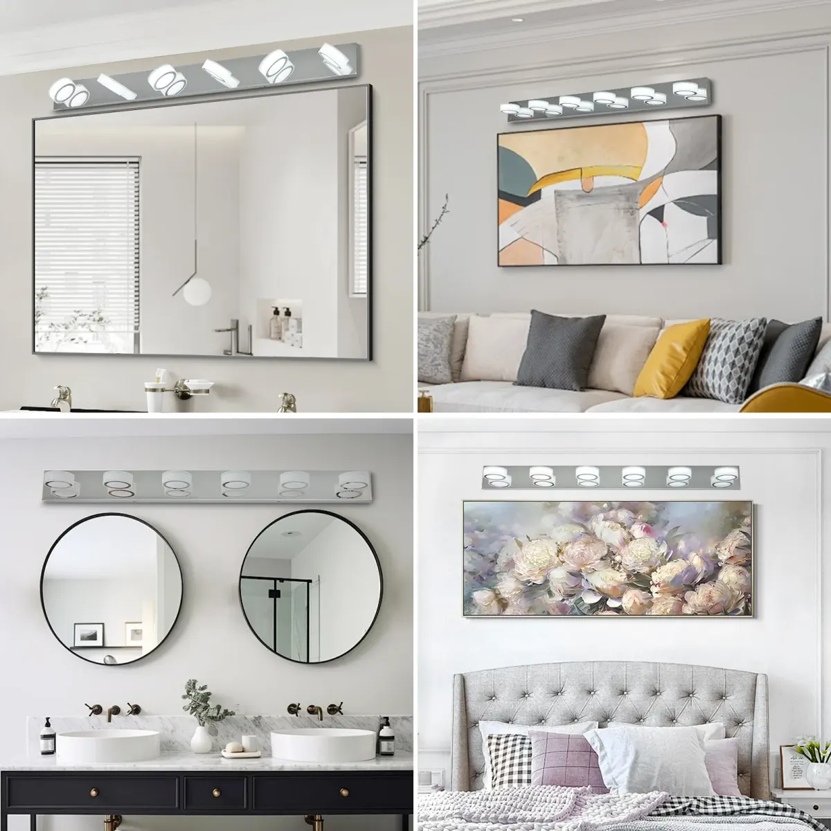 Acrylic shade vanity bar, 6 lights, chrome, manufacturer image 3