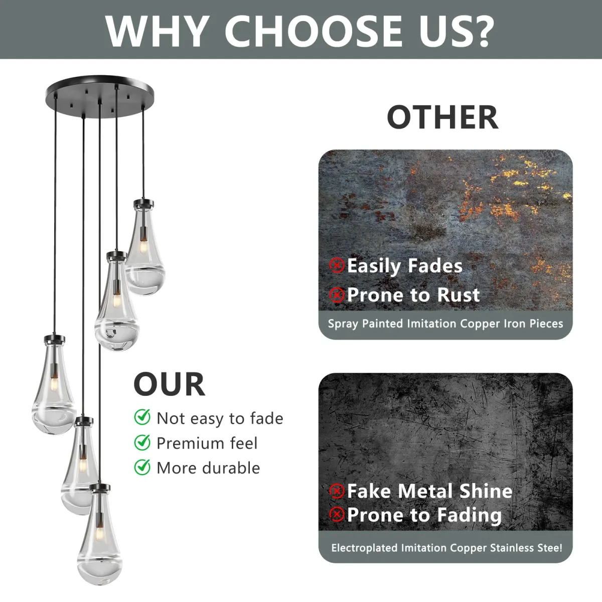 5-light chandelier, black, manufacturer image 3