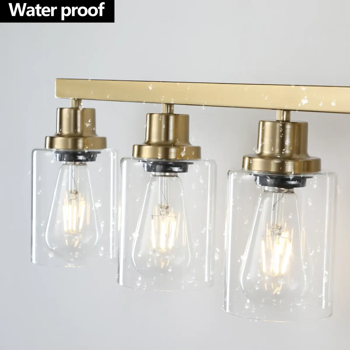 Clear glass vanity bar, 8 lights, copper tone, view 2