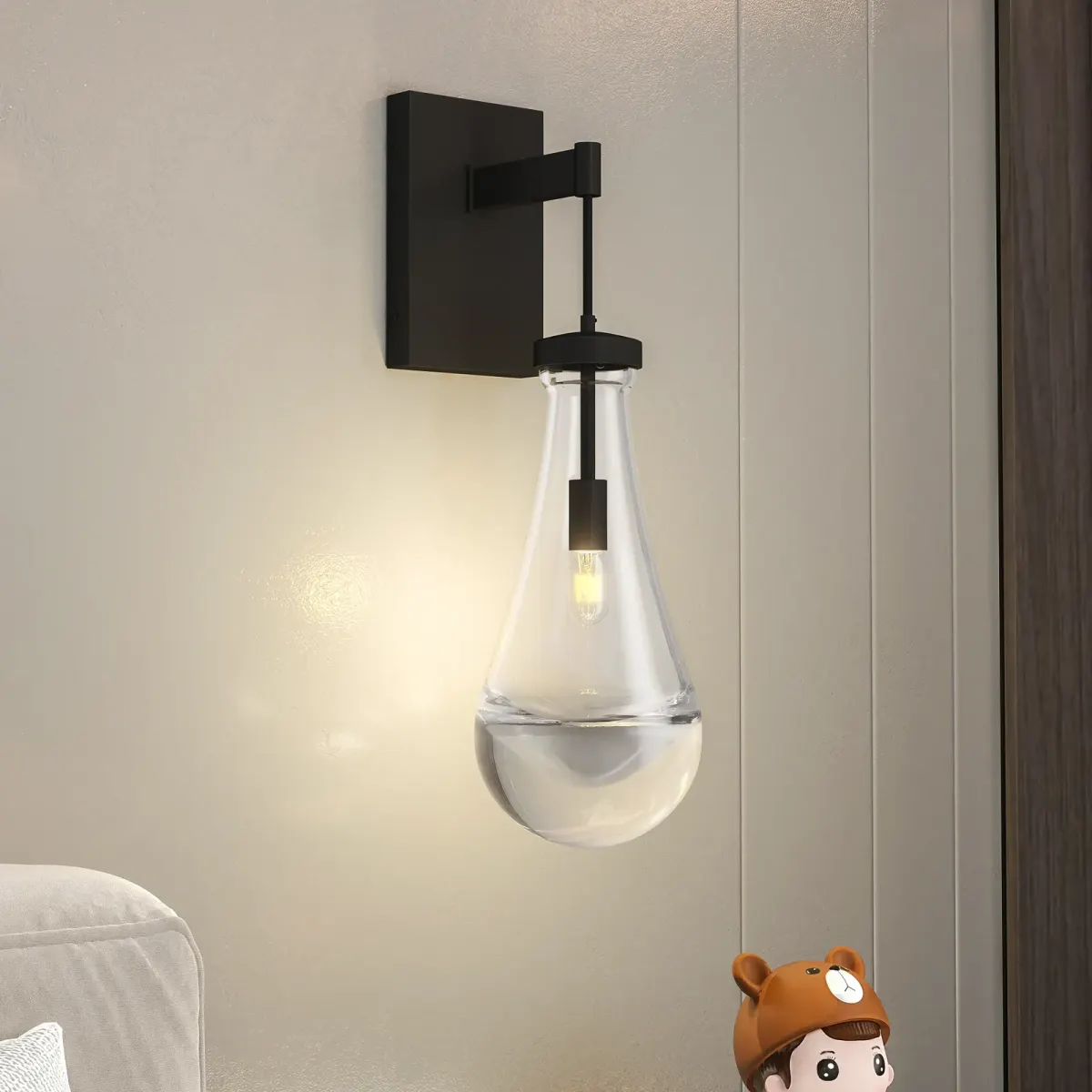 Raindrop vanity light, 7.9 in, black, view 2