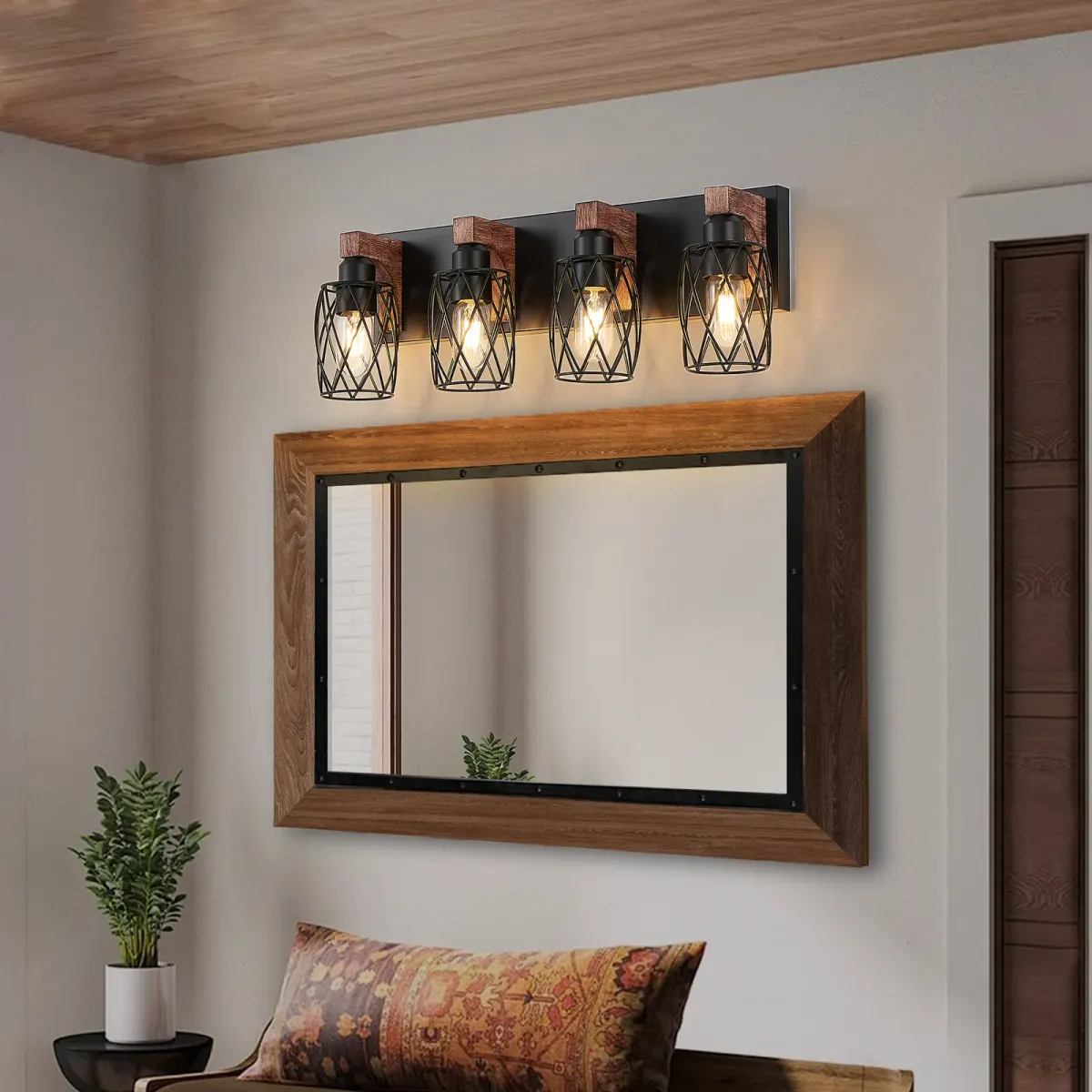 Cage wall sconce, 4 lights, walnut, view 4