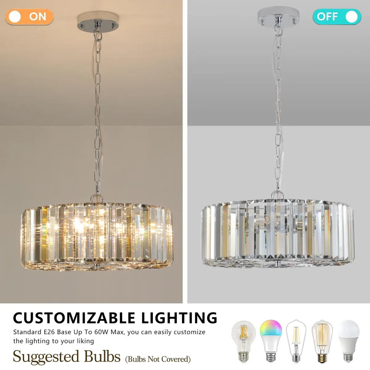 4-light crystal chandelier, clear, manufacturer image 3