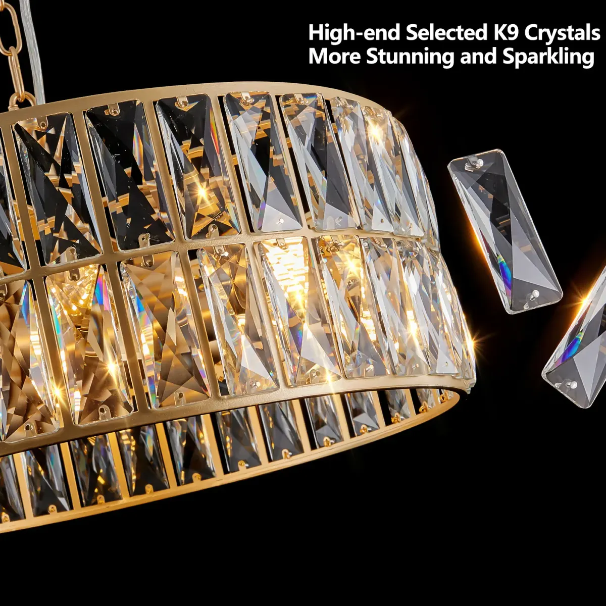 6-light crystal drum chandelier, gold, manufacturer image 3