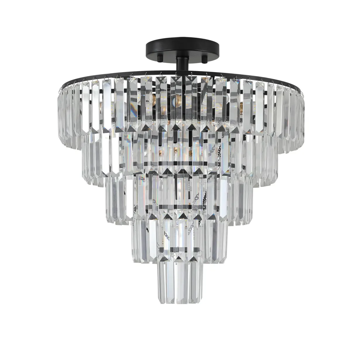 10-light crystal chandelier, black, black