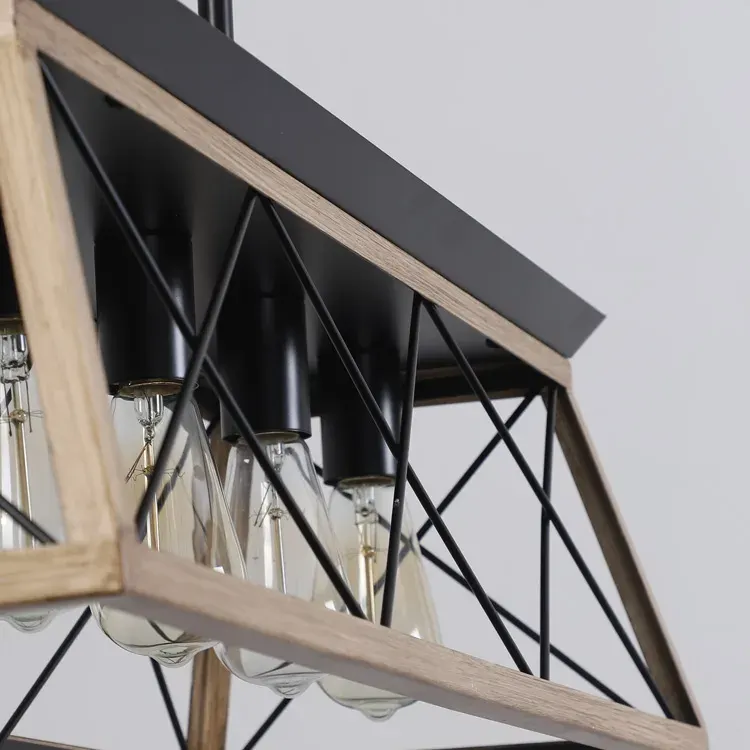 5-light cage chandelier, oak, view 2