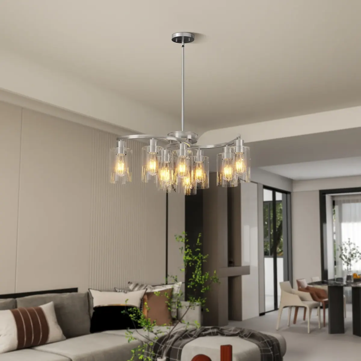 9-light chandelier, chrome