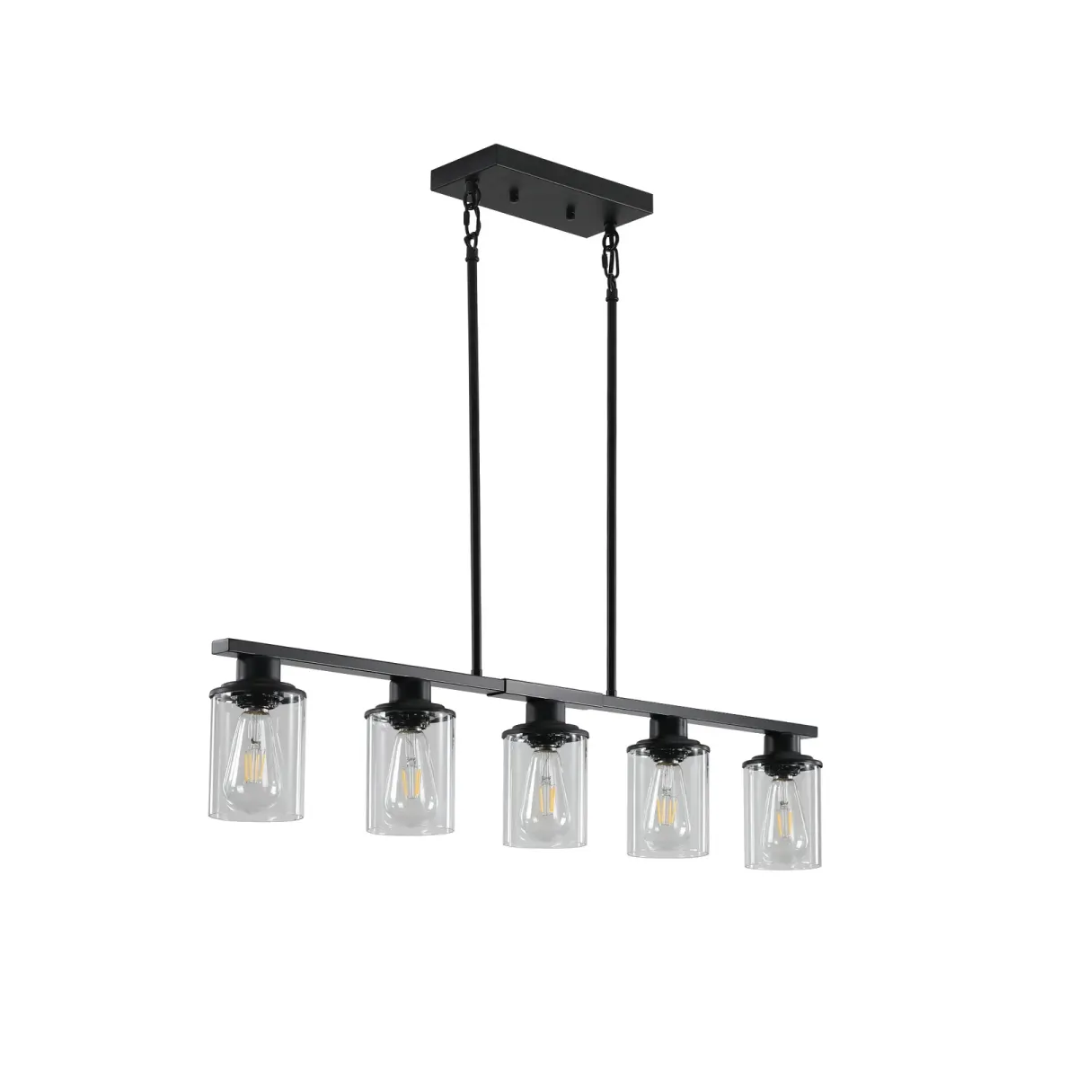 Clear glass shade chandelier, black