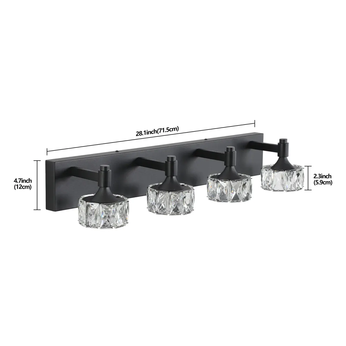 Crystal vanity bar, 4–6 lights, 4 lights, black, view 5