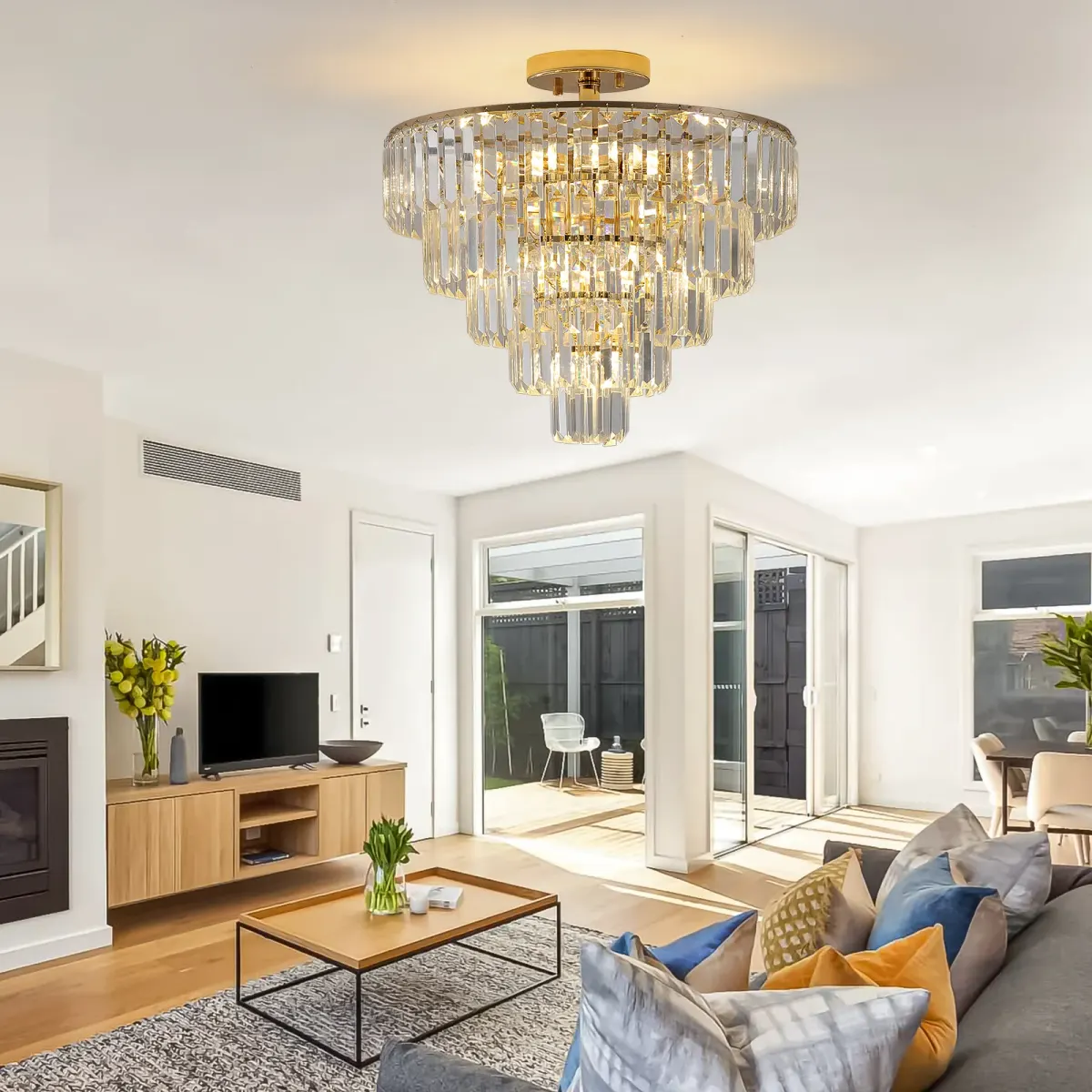 Crystal chandelier, 19.7 in, gold (L005001-D500-C10G), view 5