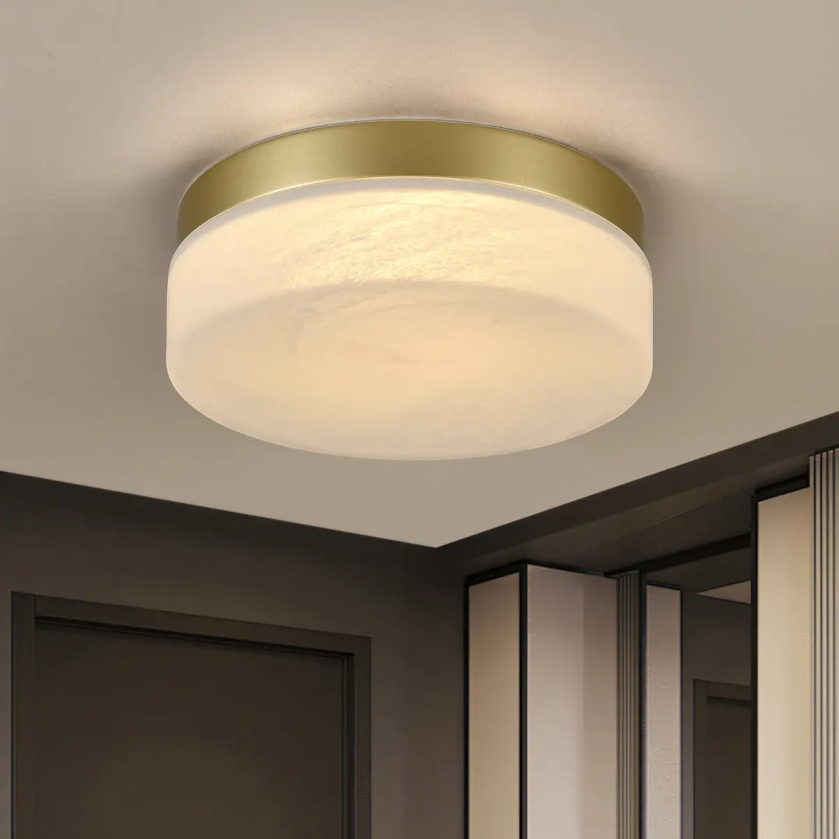 Low-profile LED flush mount, 11.4 in, gold