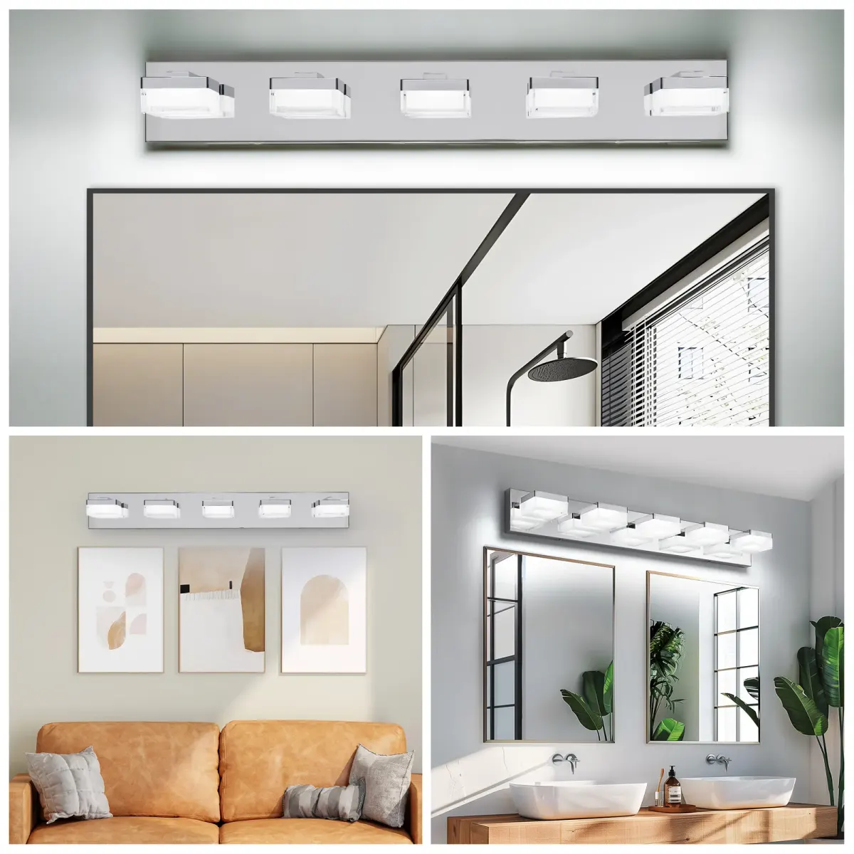 5-light vanity light, chrome, view 3