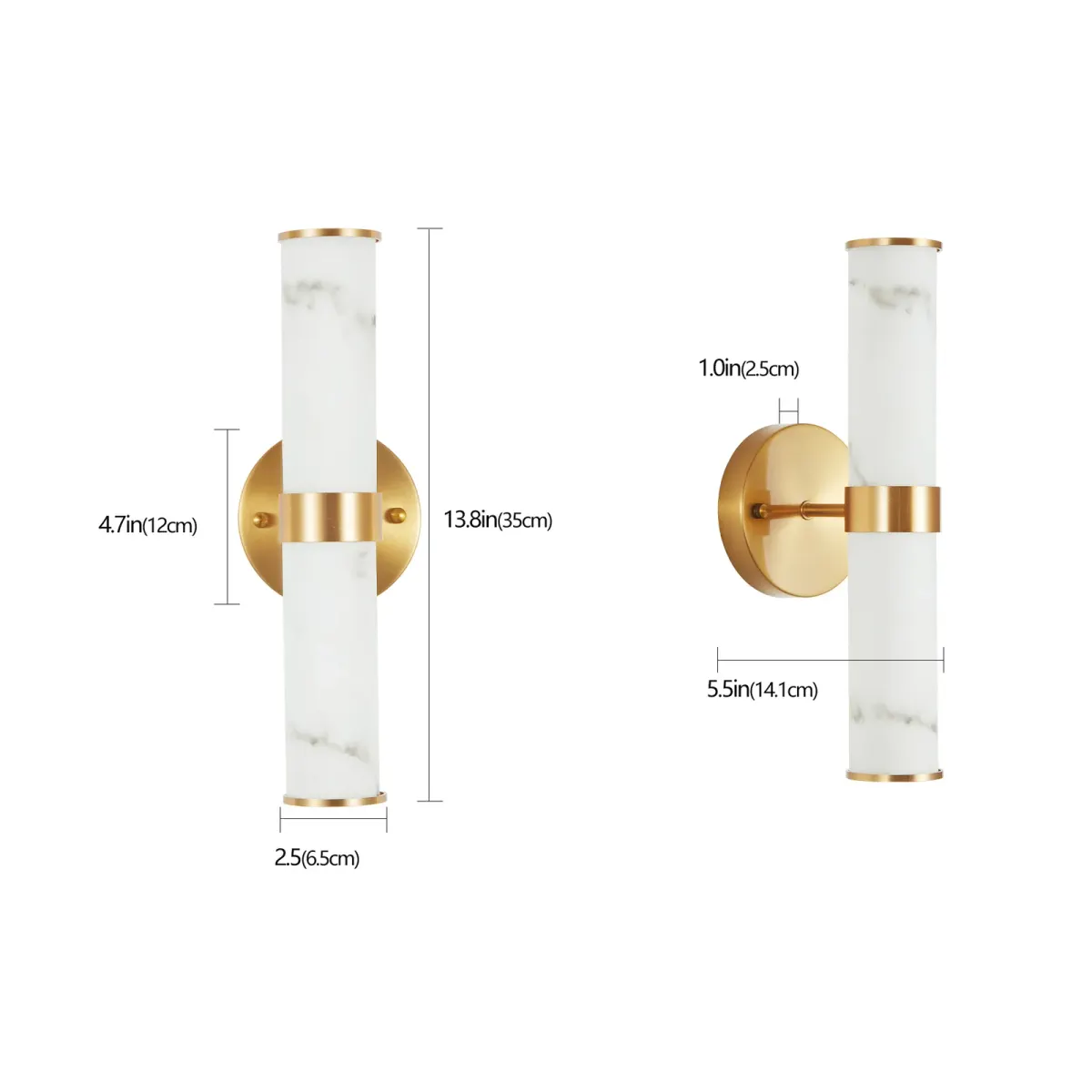 Marble wall sconce, 5.5 in, 5.5 in, gold, view 11