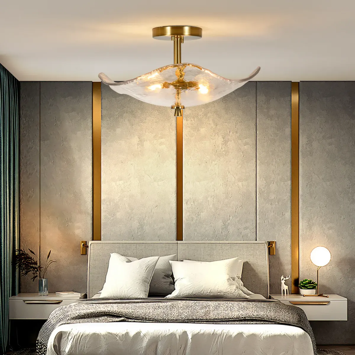 2-light semi-flush mount, gold, view 3