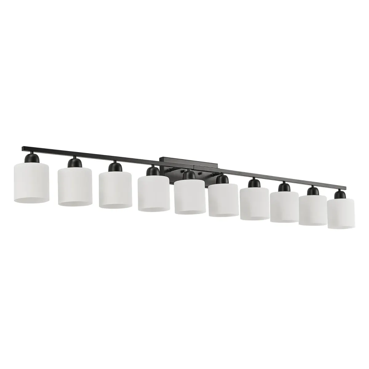 Frosted glass vanity bar, 10 lights, black, view 6