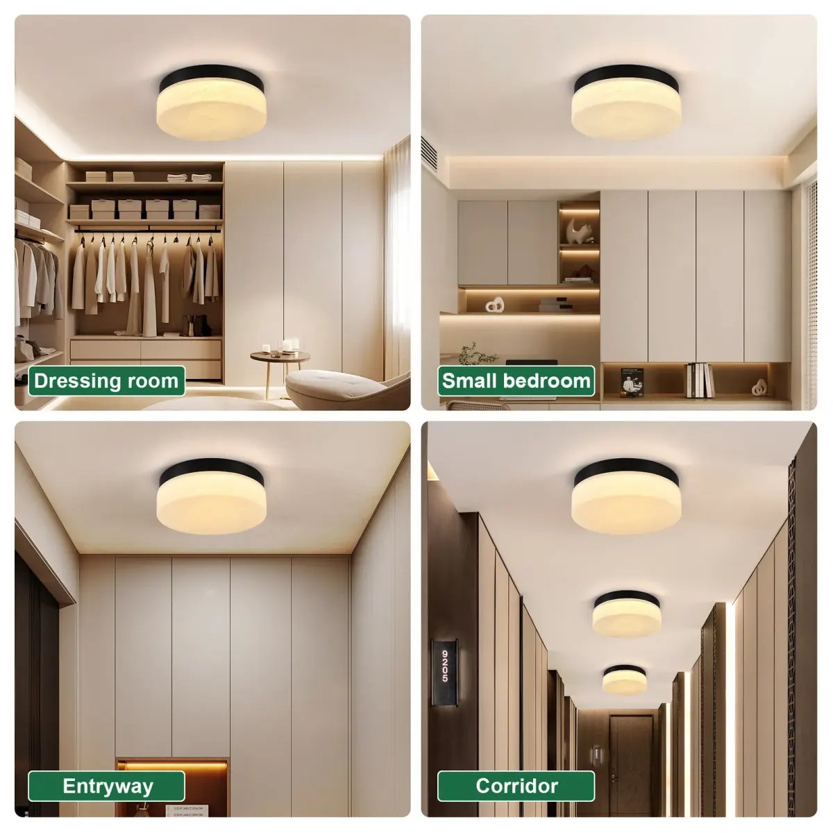 Low-profile LED flush mount, 11.4 in, black, view 4