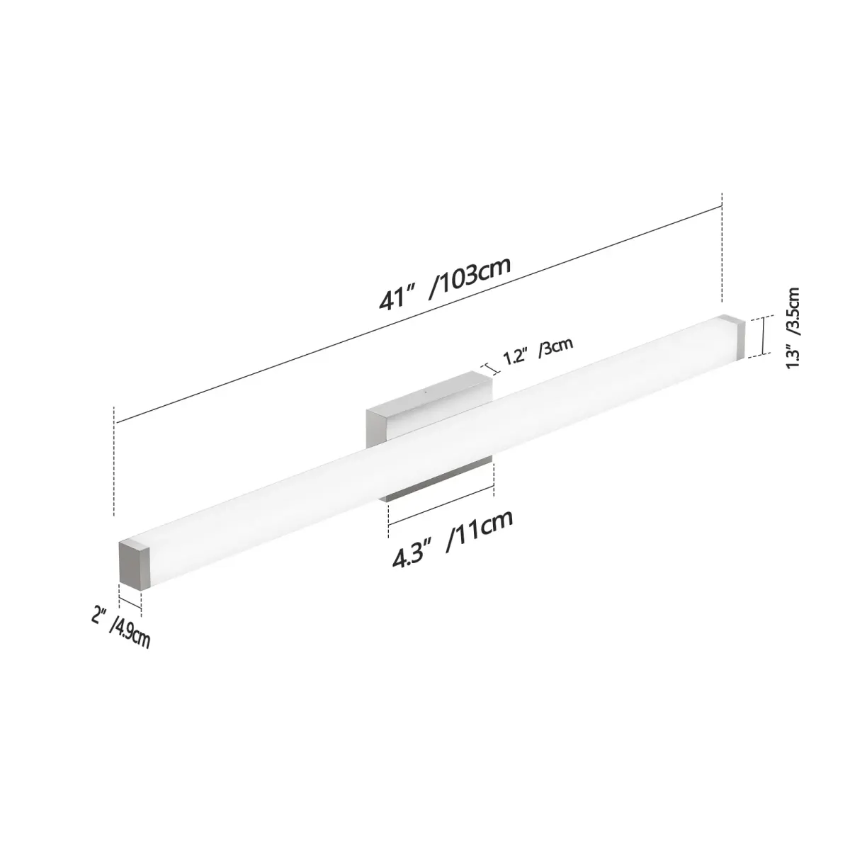 Tube LED vanity light, 40.6 in, chrome, view 6